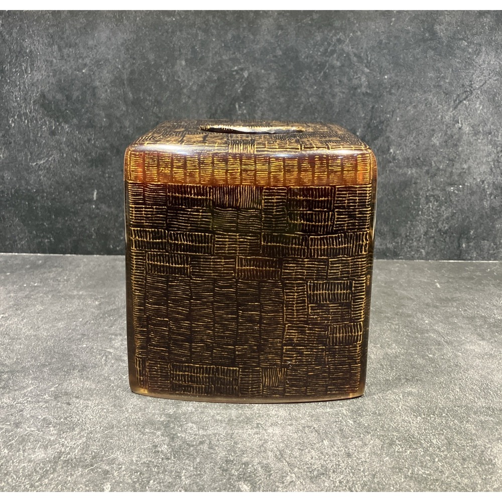 Joseph Abboud Laila‎ Dark Brown Tissue Box Cover Resin Wood Look Environments